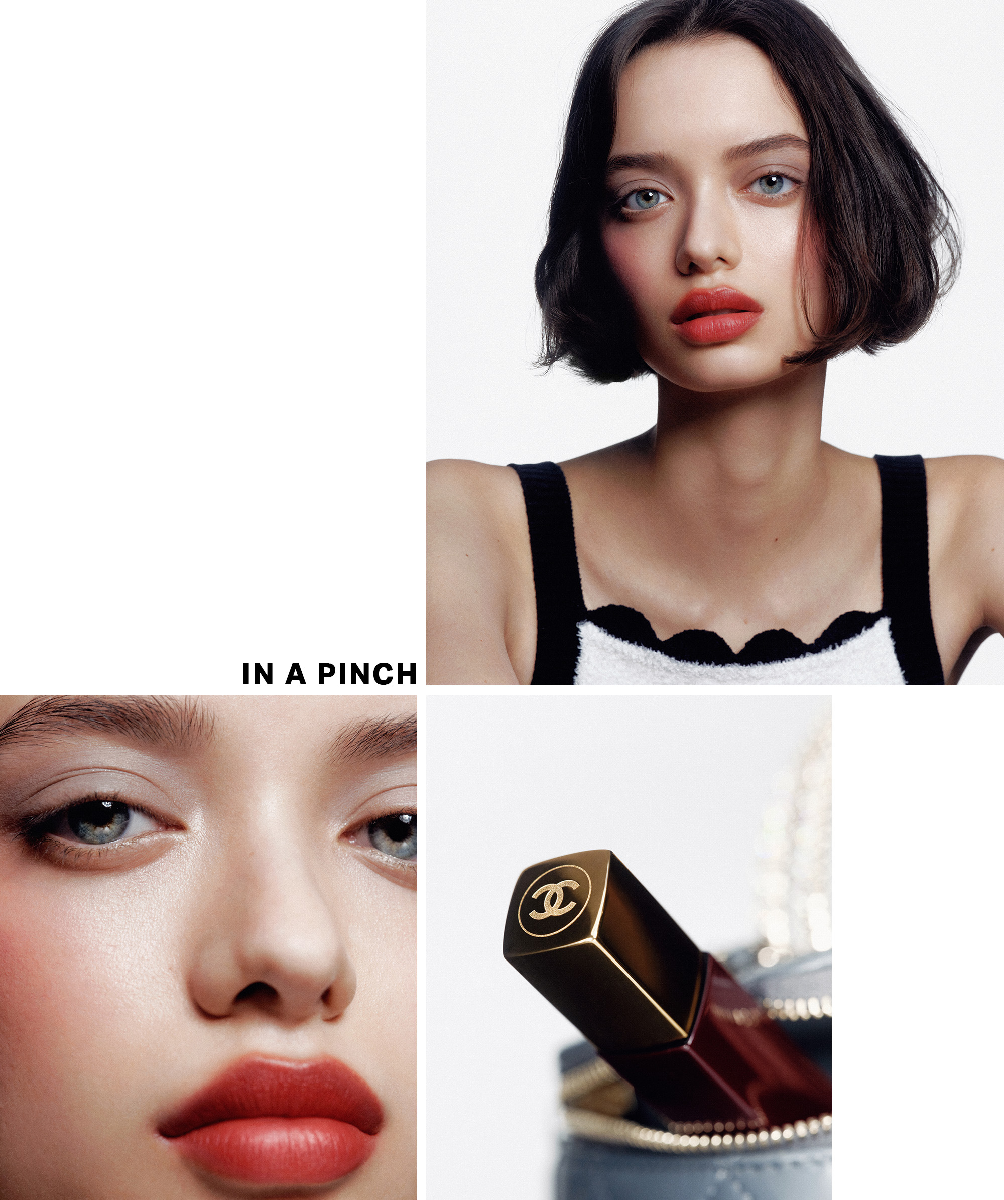 A model wearing the pinched French-girl makeup trend