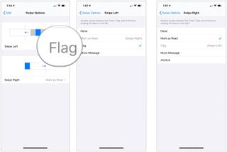 Tap on the swipe options for mail and choose swipe left or swipe right then tap flag