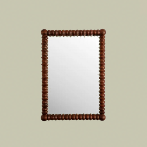 A wooden bobbin mirror