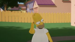 Homer scratches his head in thought in The Simpsons: Hit & Run Fan remake.