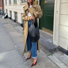 @fakerstrom fall outfit saint laurent trench and pumps