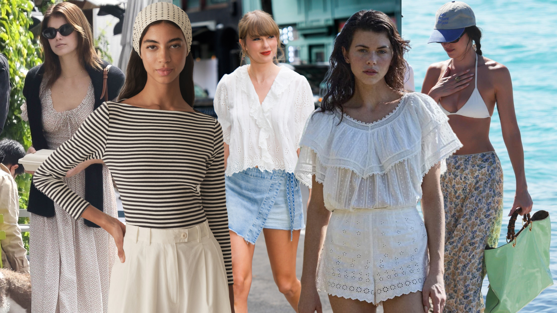 a collage of celebrities and Dôen models wearing Dôen pieces