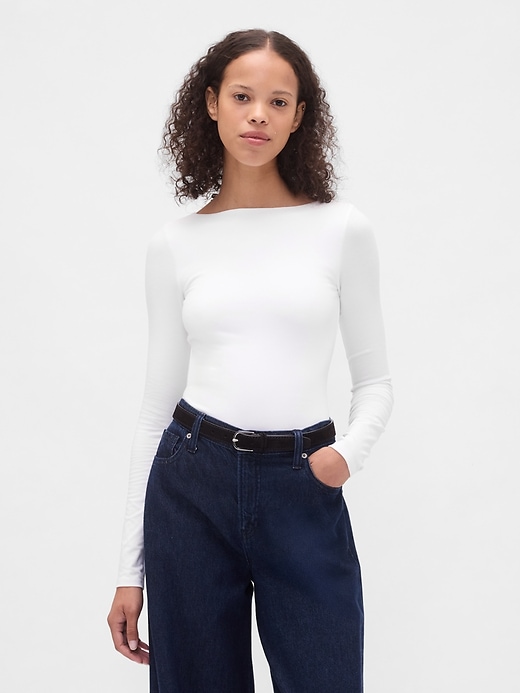 Closeknit Jersey Boatneck Open-Back T-Shirt