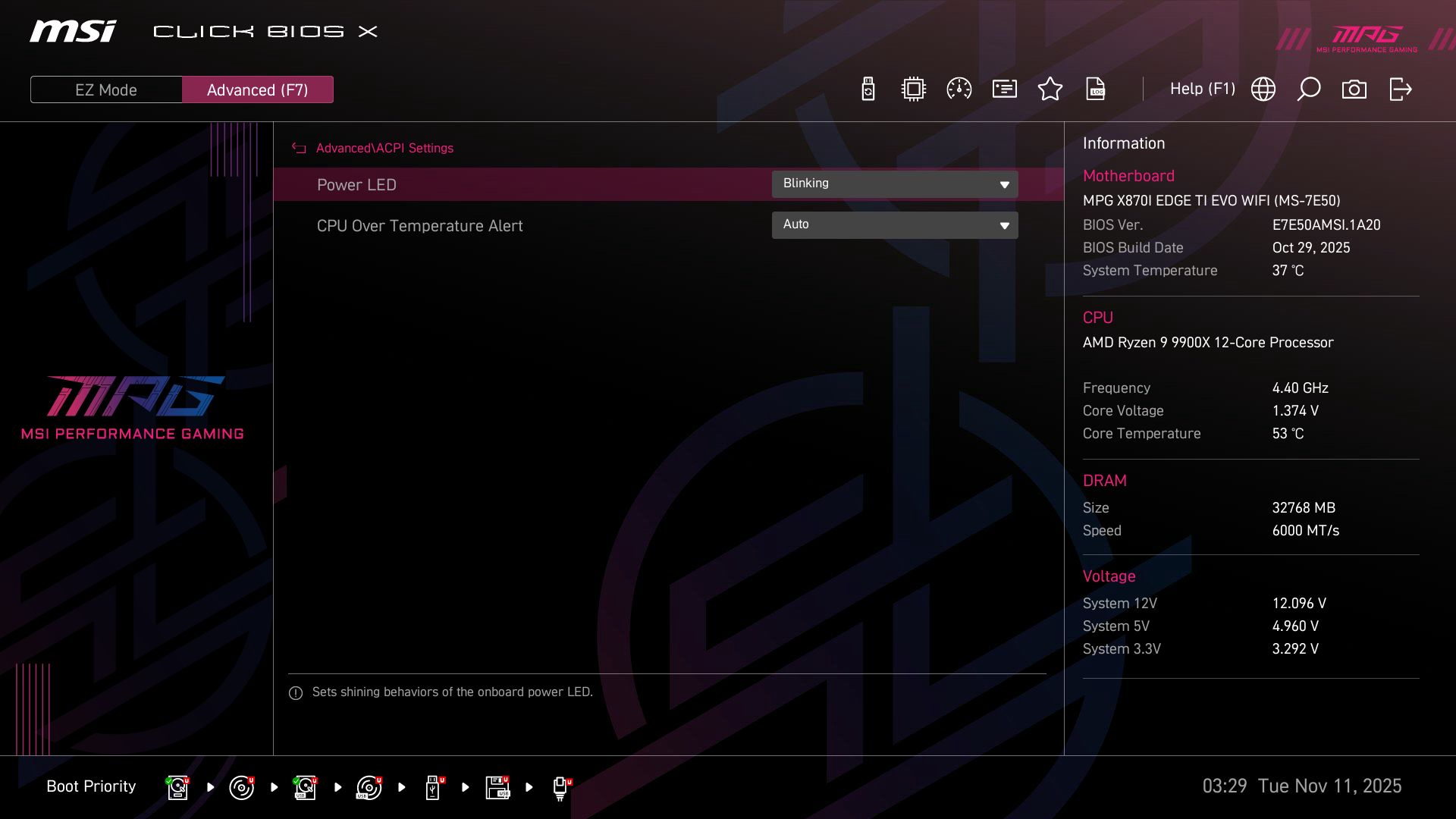 MSI X870I Edge Ti Evo Wifi - BIOS