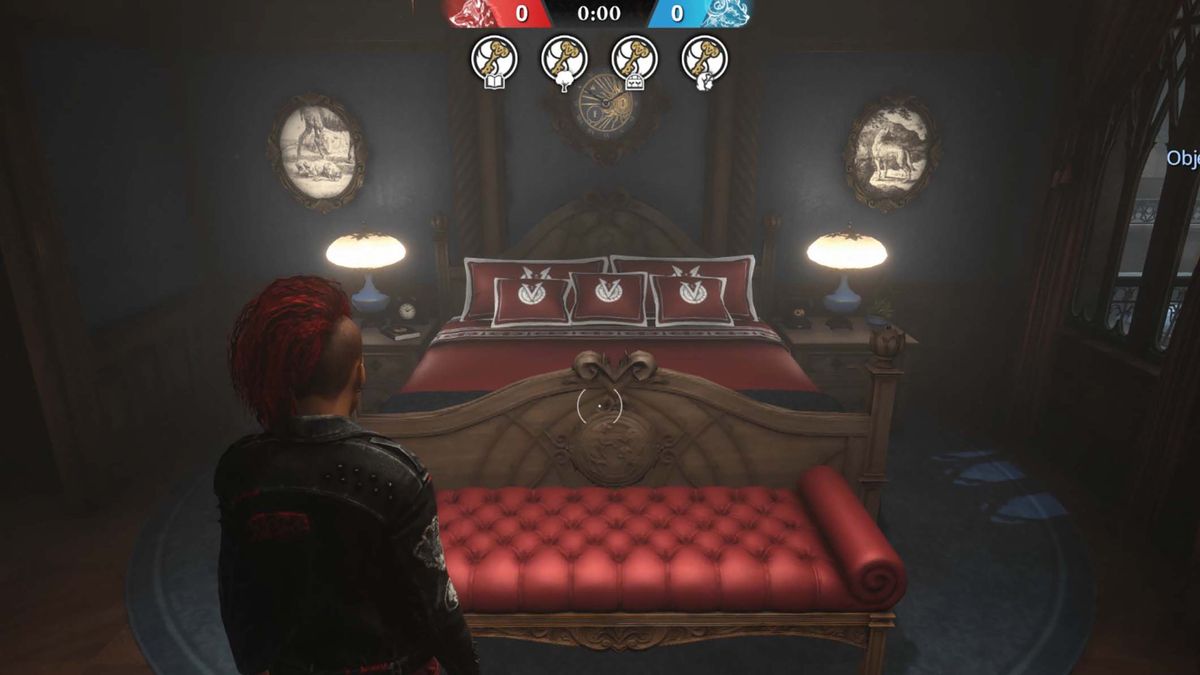 A screenshot from Killer Inn depicting a player standing in front of a bed.
