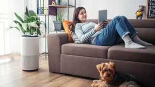 woman using one of the best air purifiers for allergies