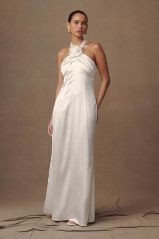 Dylan Rose Halter Maxi Dress - White Xxs