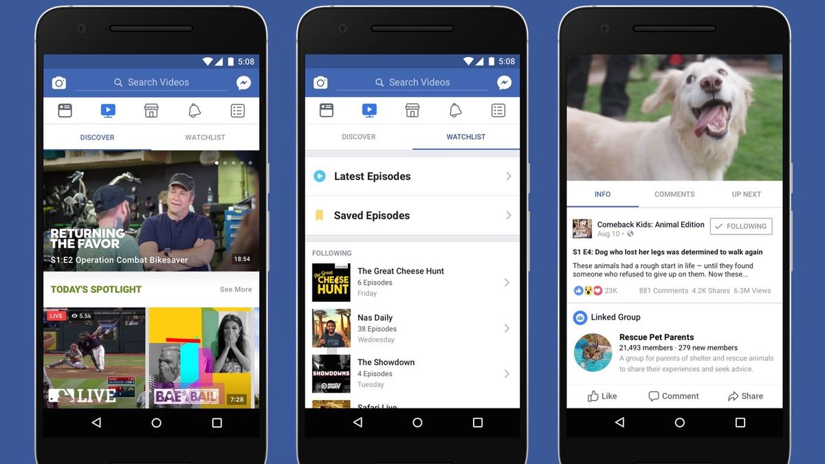 Facebook Watch on a smartphone