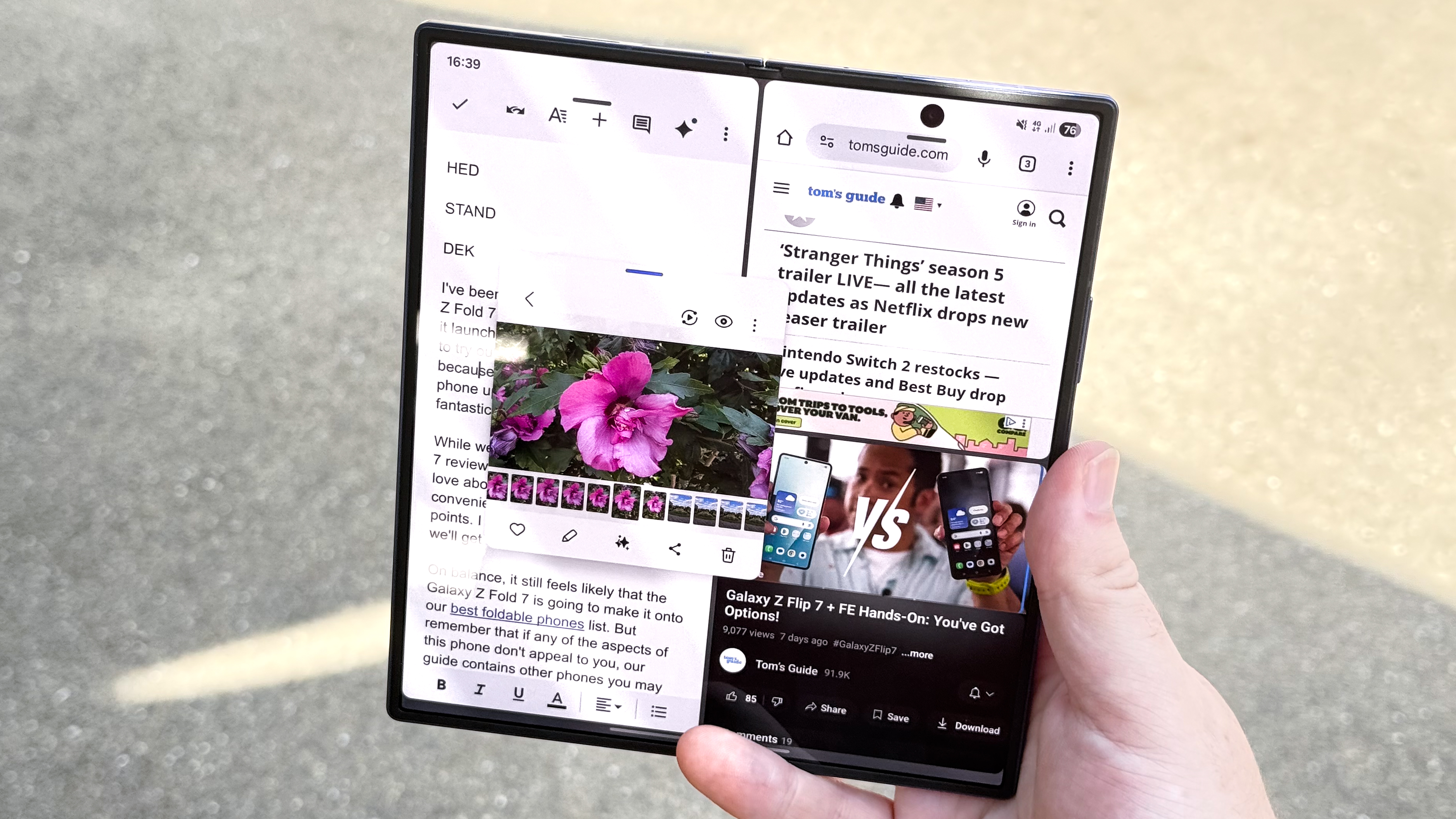 Samsung Galaxy Z Fold 7 multi-tasking