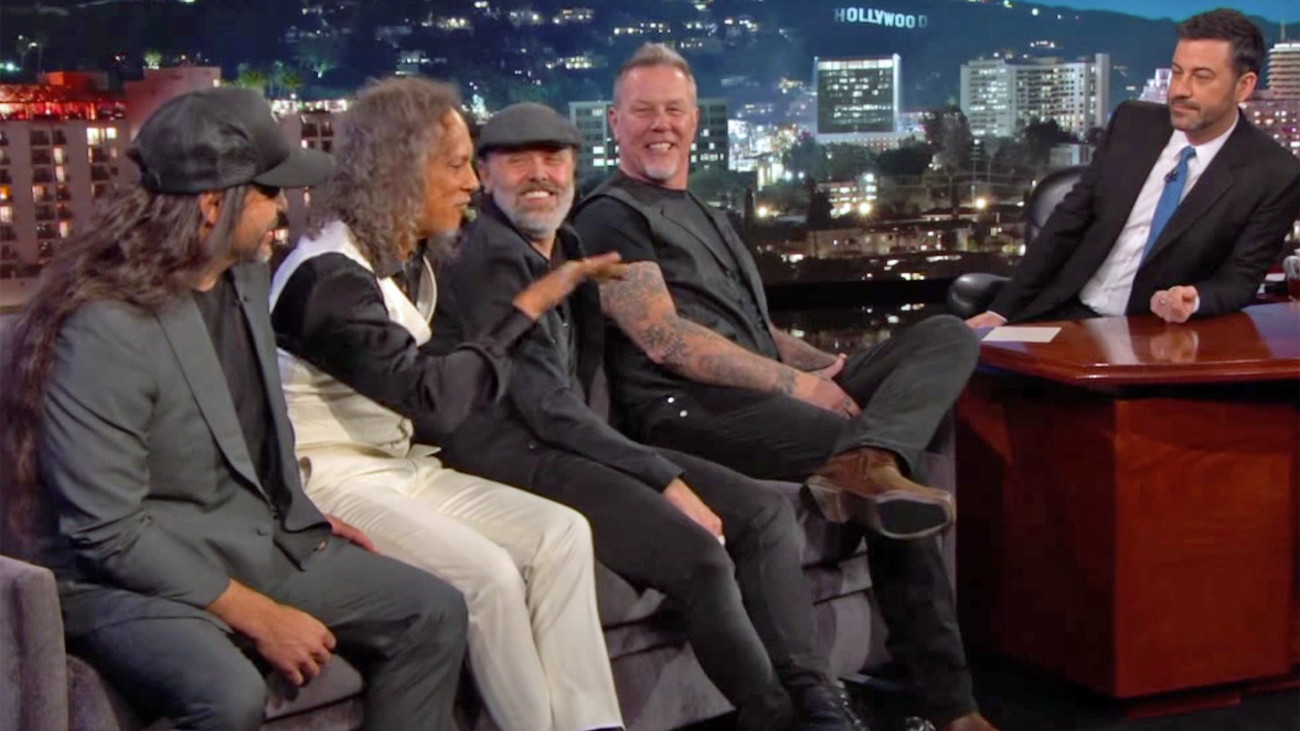 A picture of Metallica on Jimmy Kimmel Live