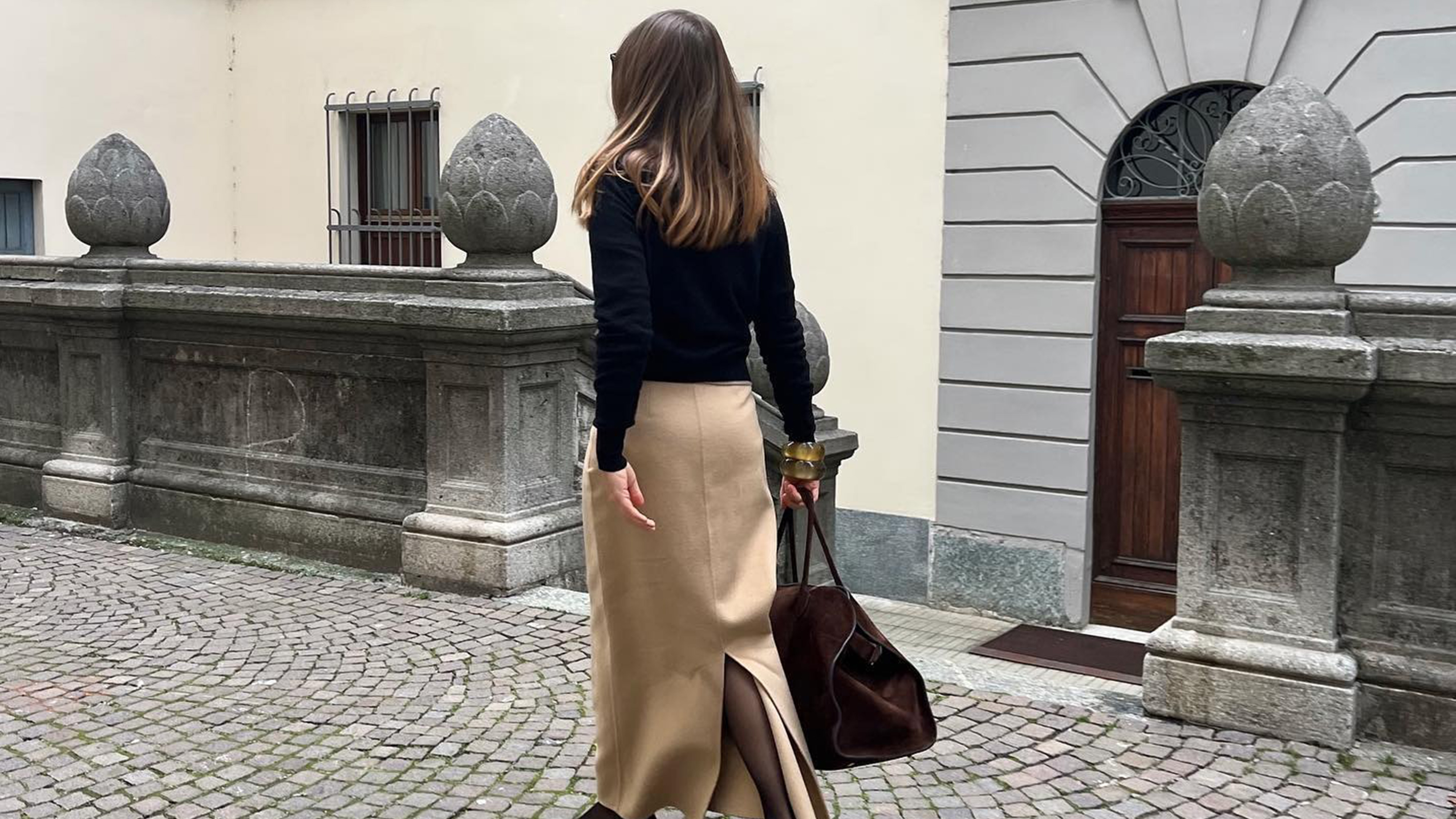 Silvia Dusci wearing fall clothes.