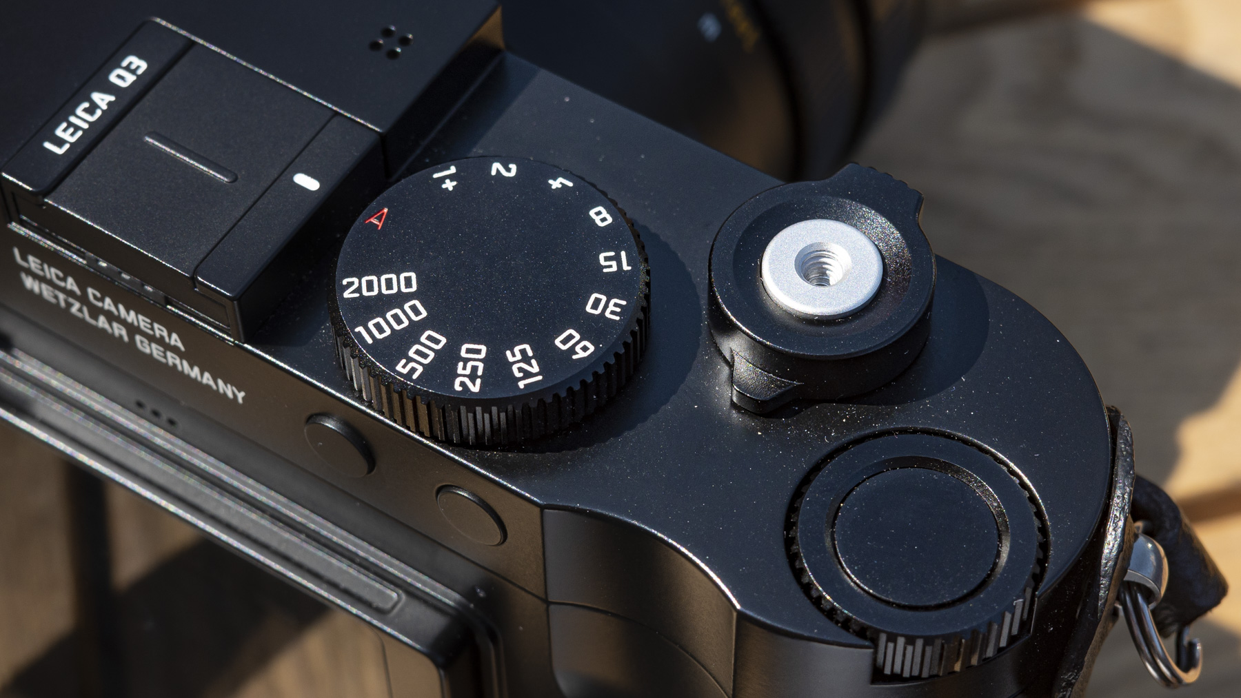 Leica Q3 camera closeup of top plate