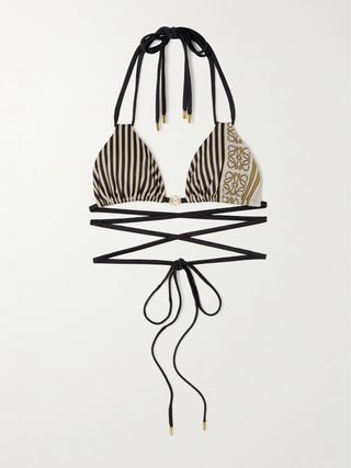 + Paula's Ibiza Embellished Printed Triangle Bikini Top