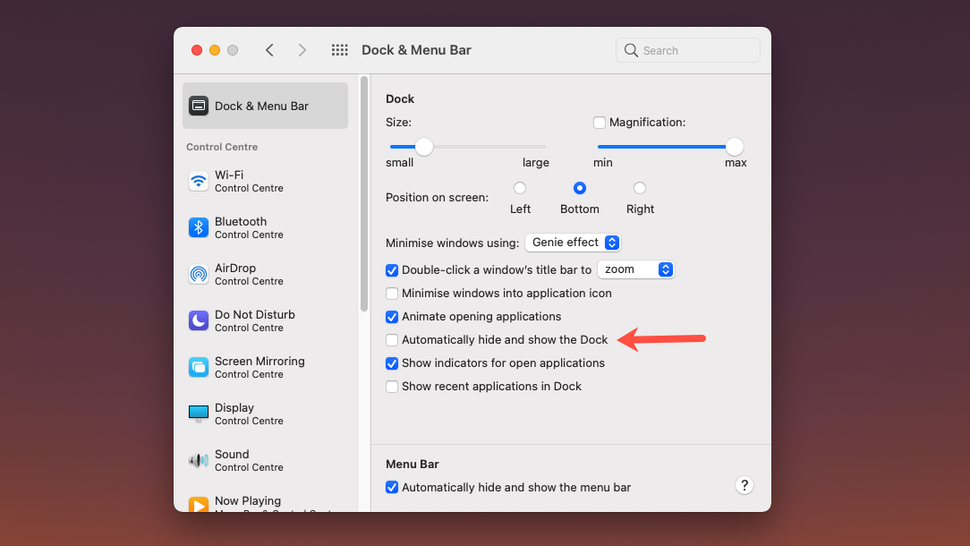 mac display menu bar