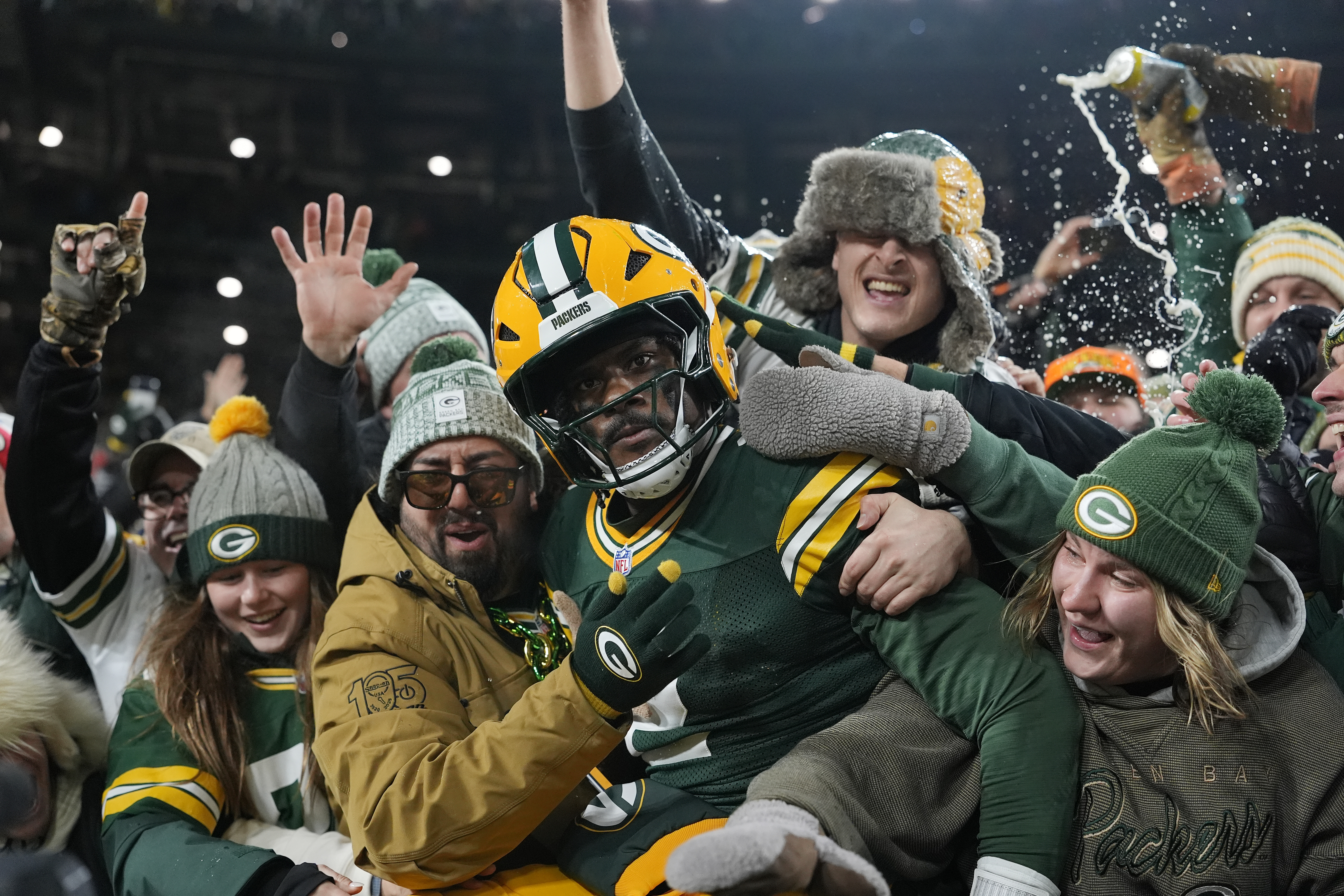Green Bay Packers player with fans