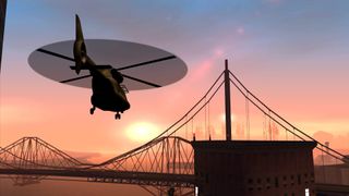 GTA San Andreas helicopter flying into the sunset