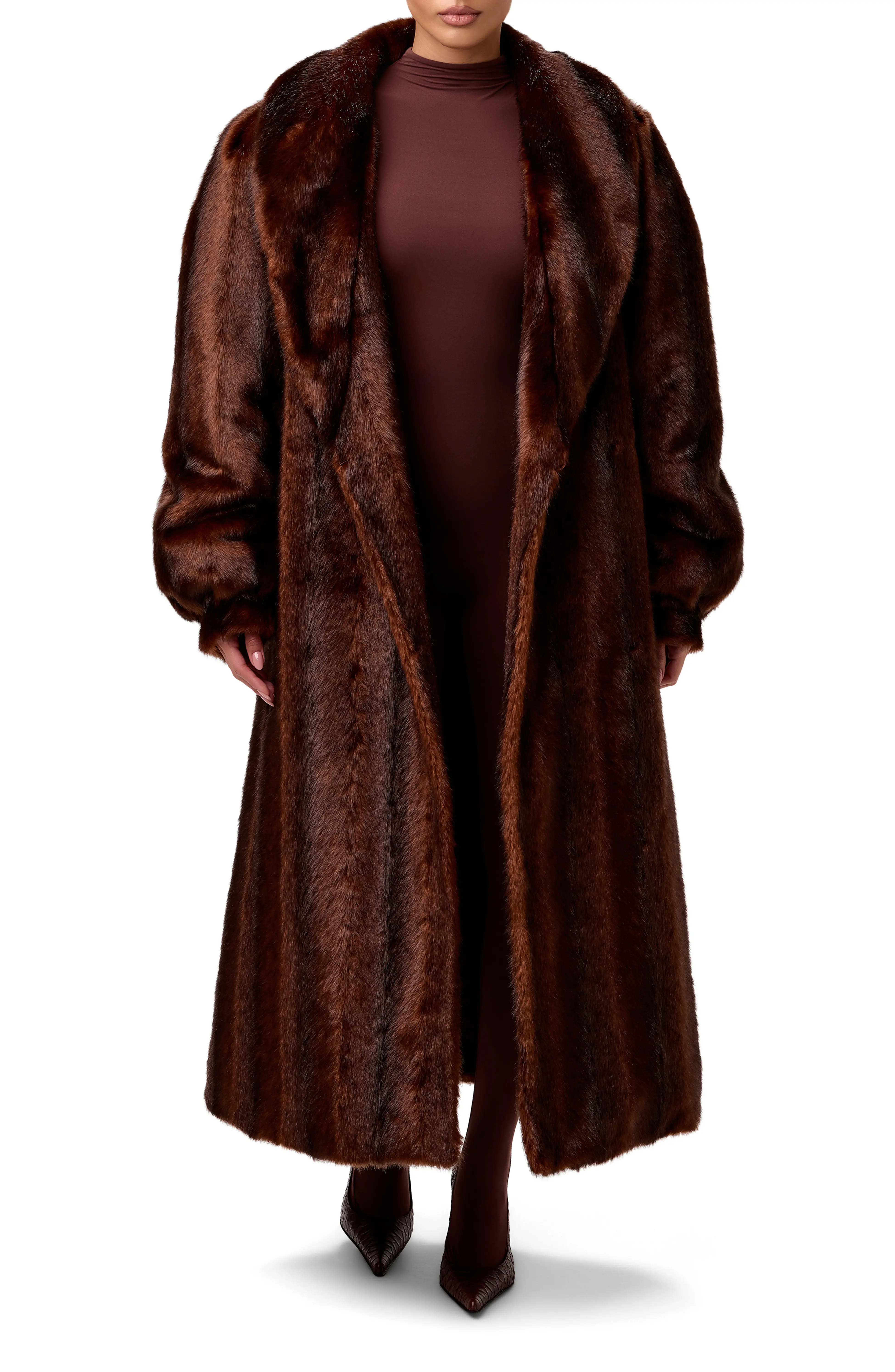 Naked Wardrobe, Longline Faux Fur Coat
