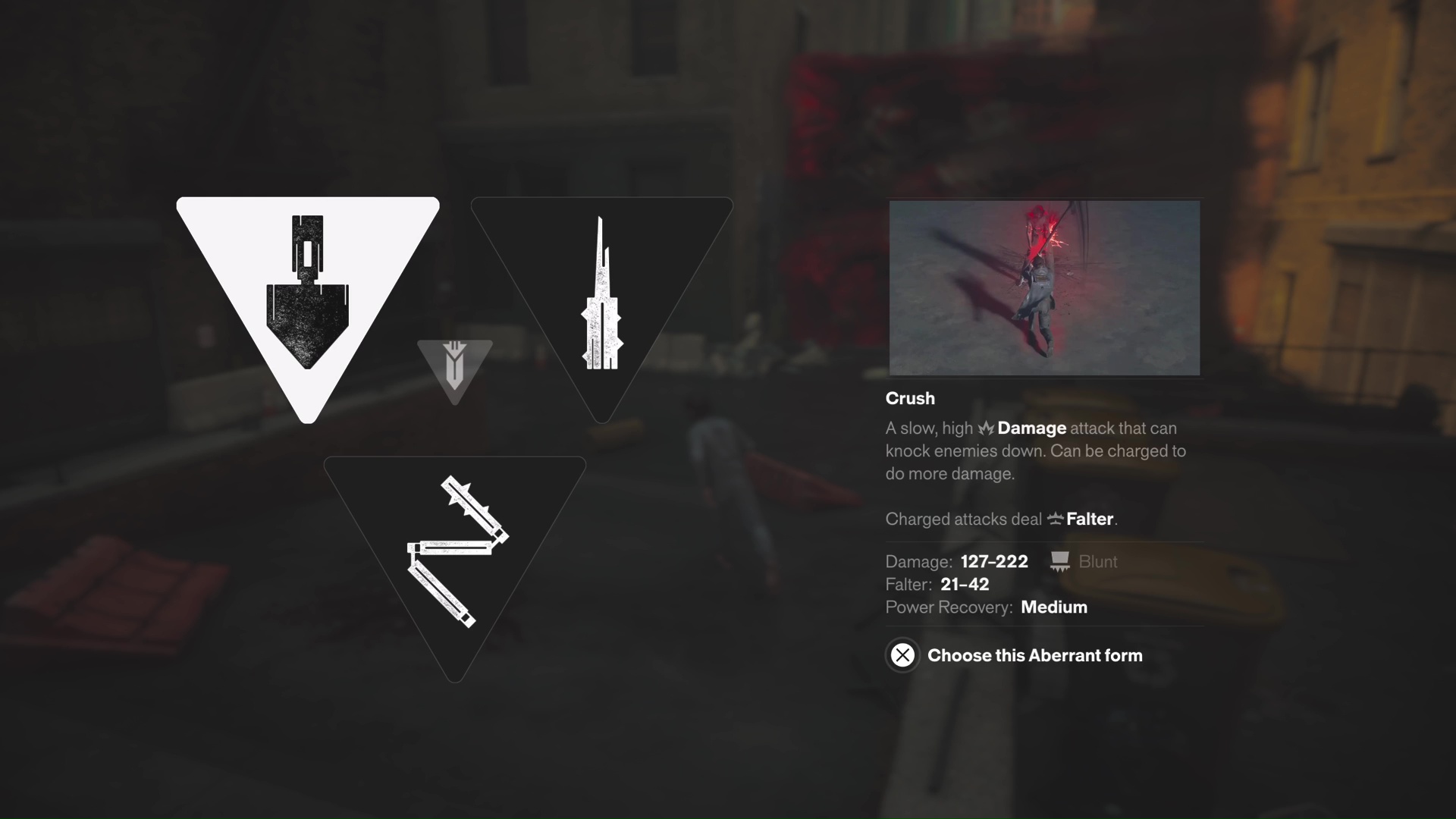 Choosing a secondary weapon form in Control Resonant