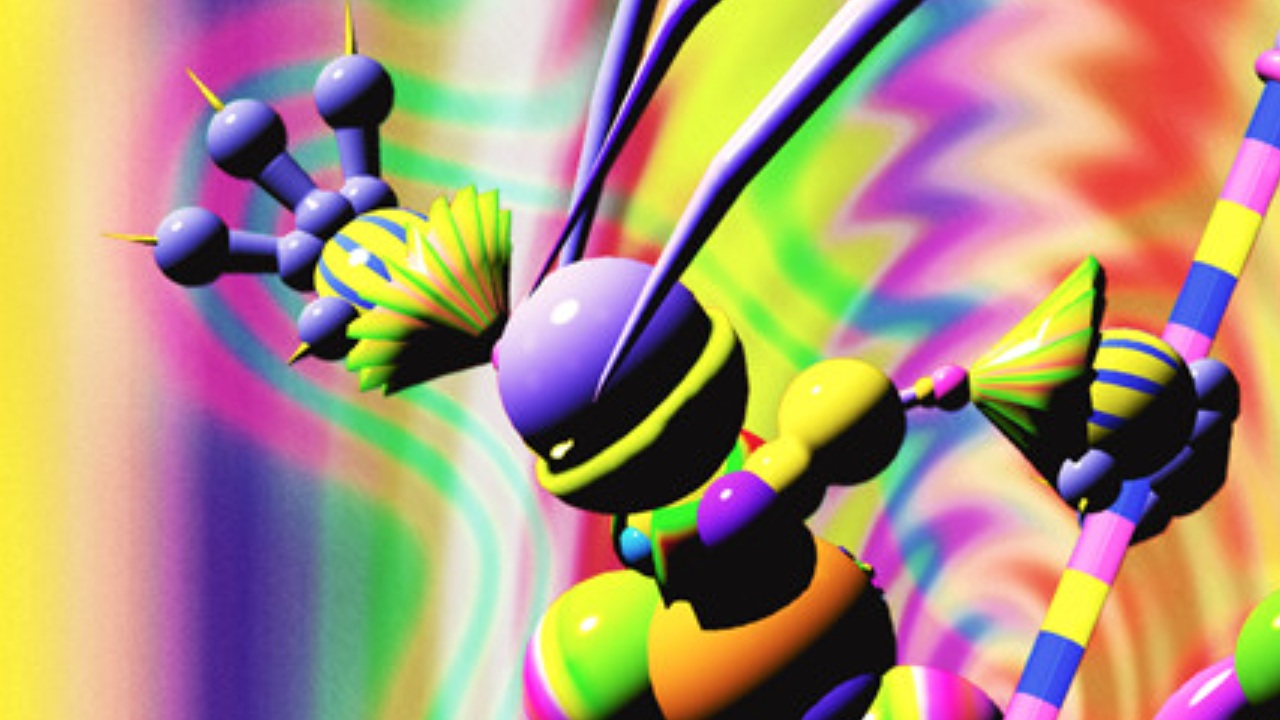 Eternity Egg Protagonist surrounded by distortion and rainbow colors