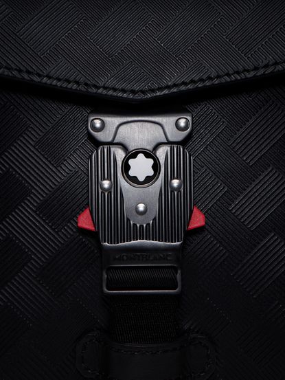 A close up of a Montblanc buckle