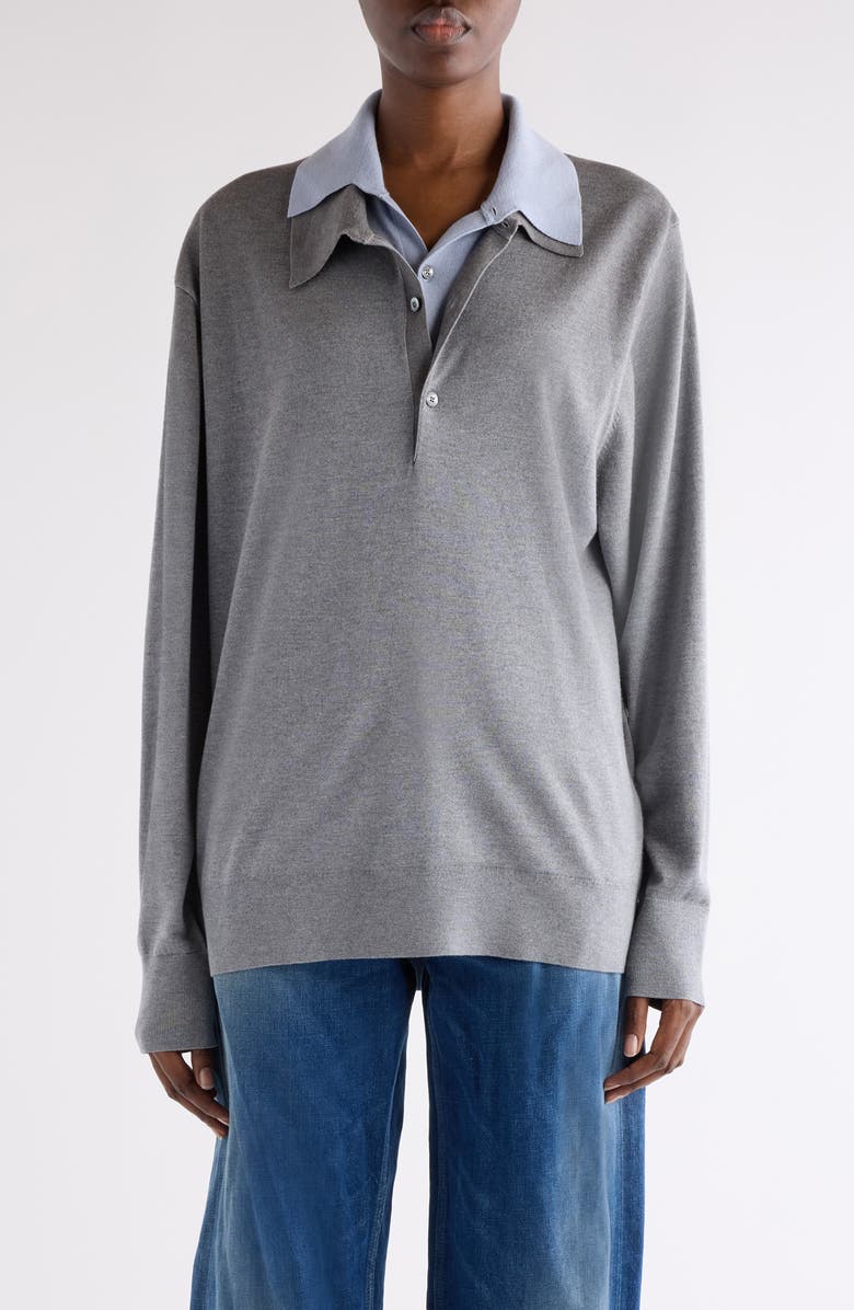 Koyat Layered Silk, Wool &amp;amp; Cashmere Polo Sweater