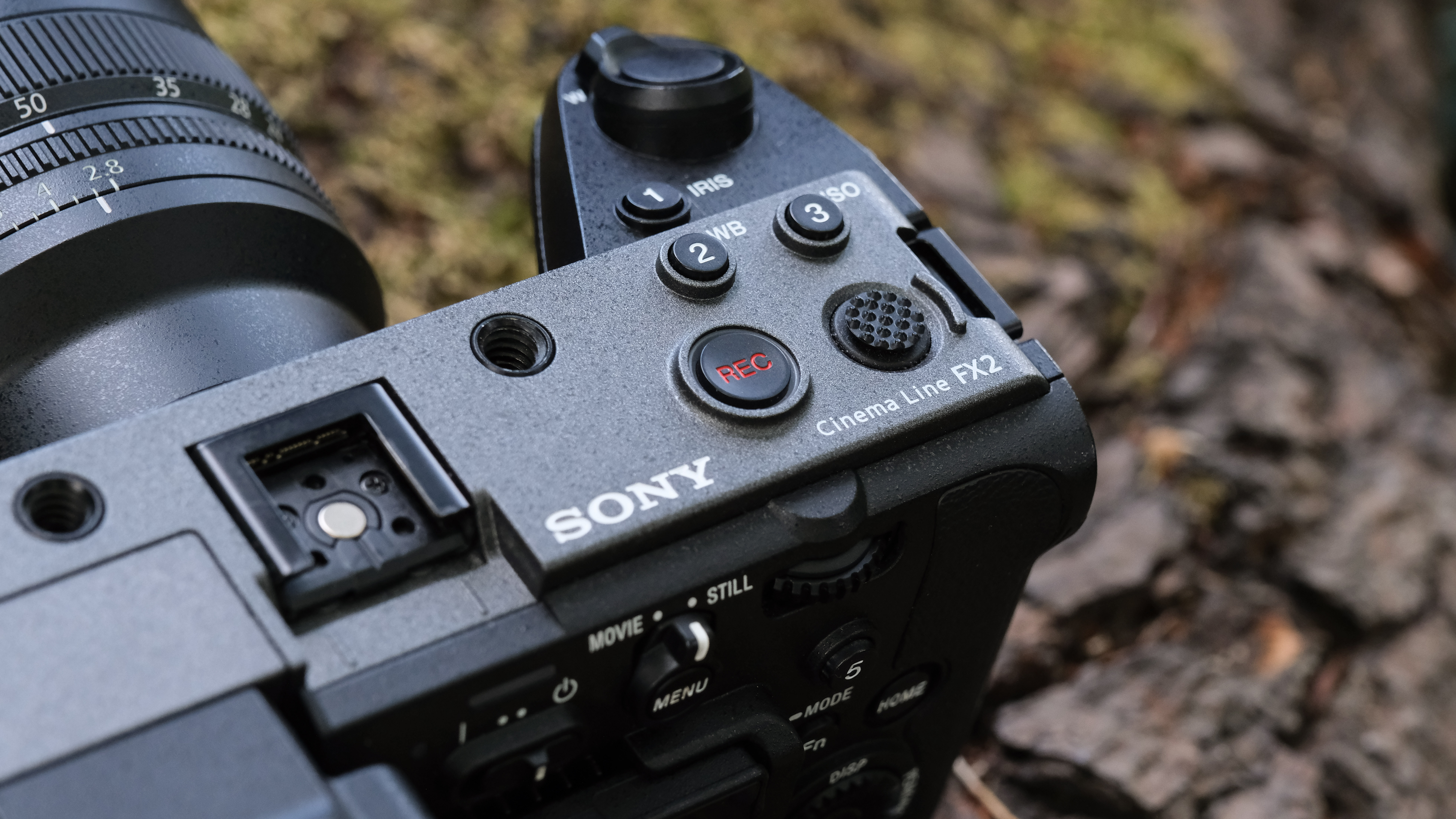 Close-up of the buttons on a Sony FX2 camera