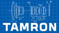 Tamron logo with a patent diagram for the 28-70mm f/2 lens