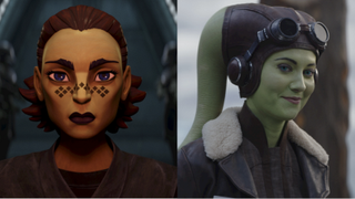 Barriss Offee in Star Wars: Tales of the Empire and Mary Elizabeth Winstead as Hera in Ahsoka