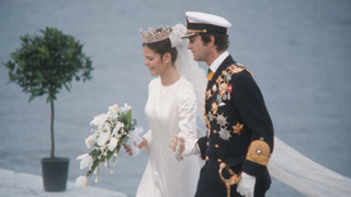 King Carl Gustaf XVI of Sweden marries Silvia Sommerlath at Stockholm Cathedral on June 19, 1976
