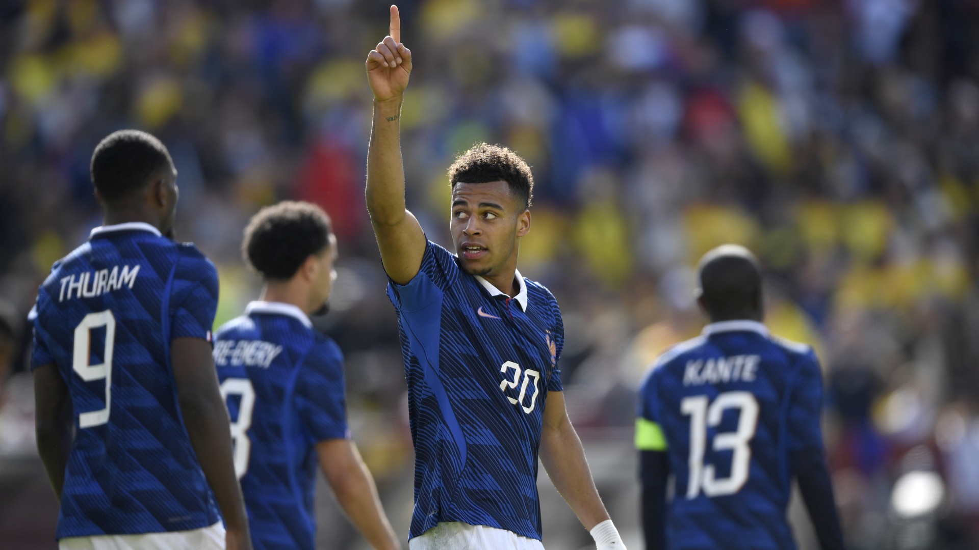 France's Desire Doue celebrating