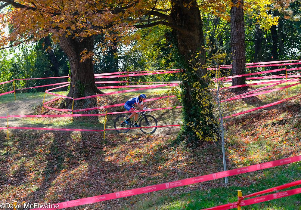 Hannah Finchamp (Cliff Pro Team) riding alone through pretty Devou Park