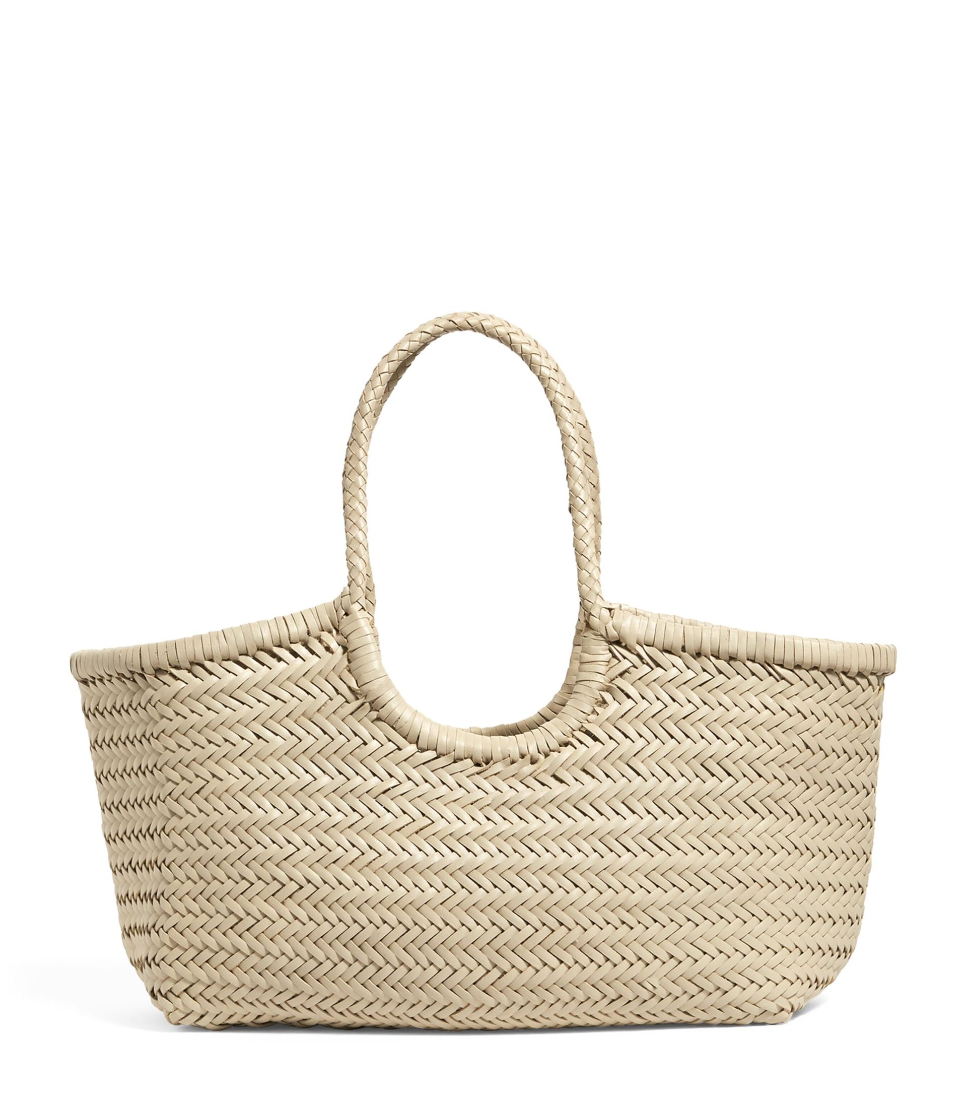 Large Leather Woven Nantucket Tote Bag
