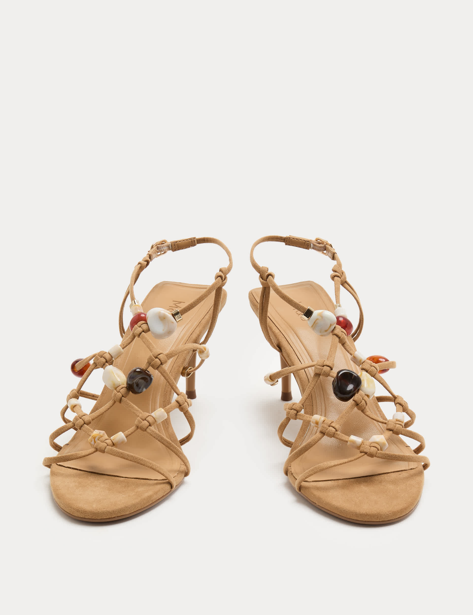 Beaded Strappy Stiletto Sandals