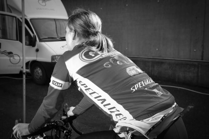 Elle Anderson gets a little solitude before a great race at Zolder.