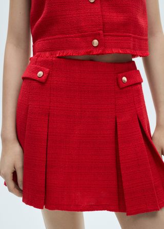 Tweed Pleated Skirt - Women | Mango Usa