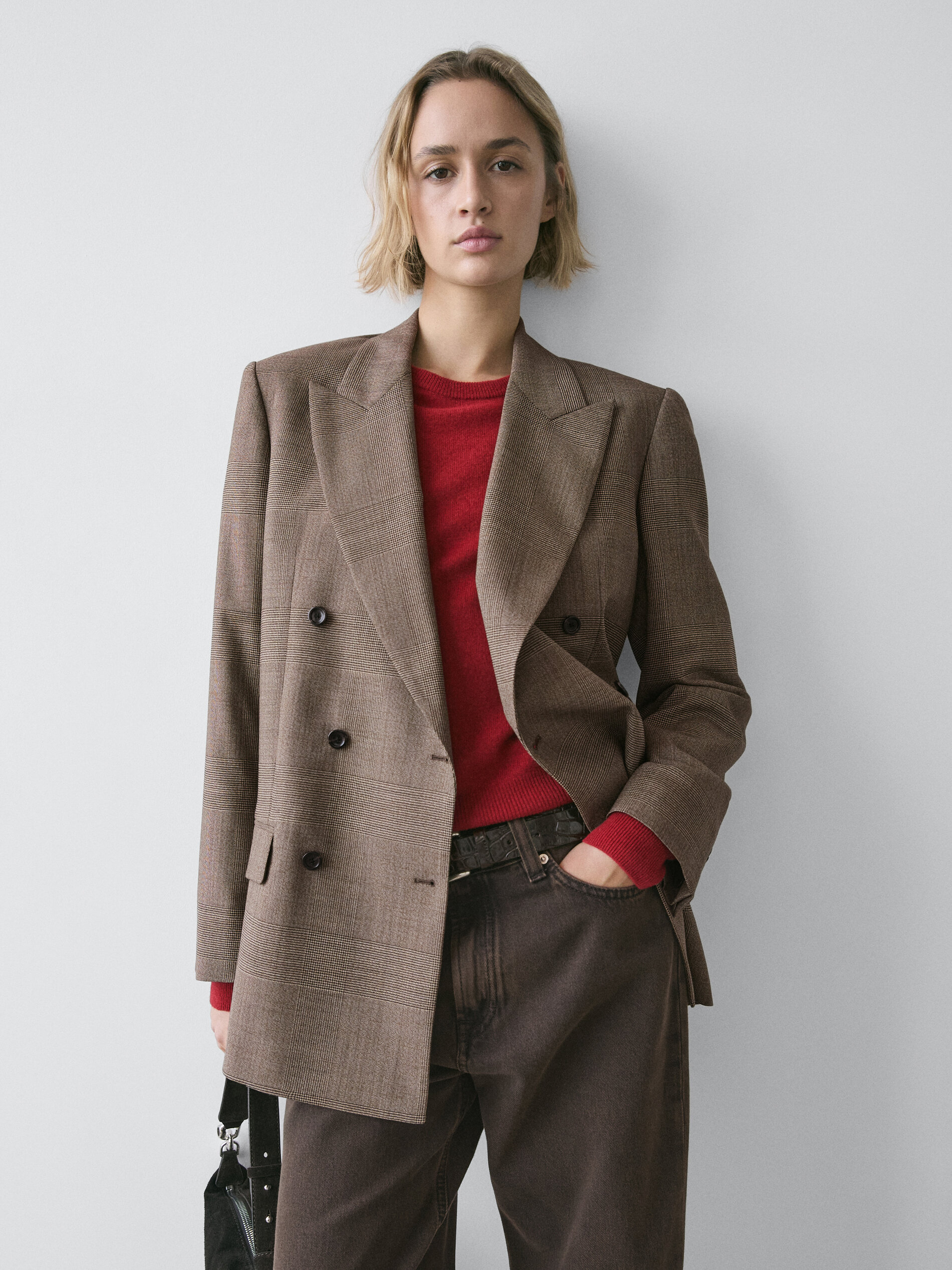 Check Wool Suit Blazer