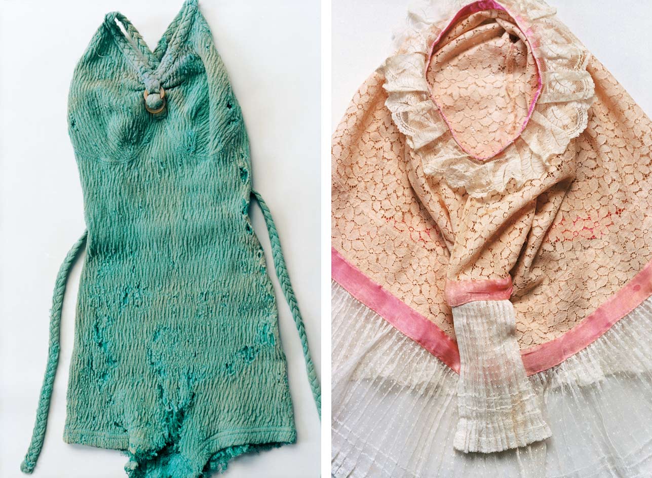 Kahlo’s green swimsuit and traditional Tehuana headdress
