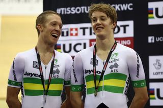 Cam Meyer and Callum Scotson with the madison silver medal