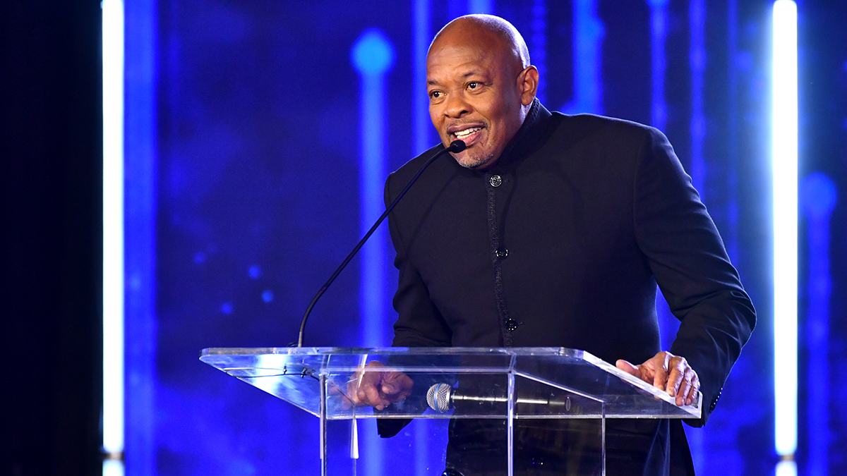 LOS ANGELES, CALIFORNIA - JANUARY 29: (FOR EDITORIAL USE ONLY) Dr. Dre speaks onstage during 2026 Recording Academy Honors Presented by The Black Music Collective at Fairmont Century Plaza on January 29, 2026 in Los Angeles, California. (Photo by Alberto E. Rodriguez/Getty Images)
