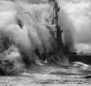 Statue of Libery storm wave