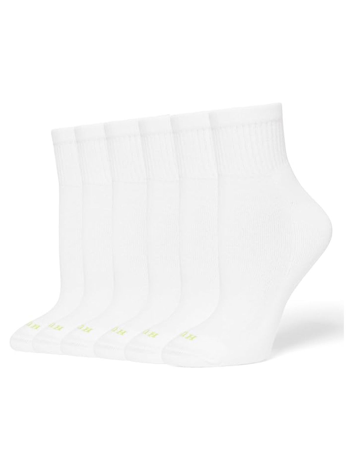 Hue Women's Mini Crew Sock 6-Pack, White, One Size