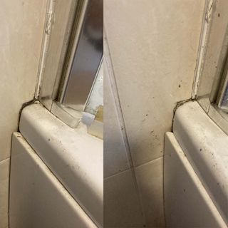 Cleaning black mould with the Ewbank Steam Dynamo before and after