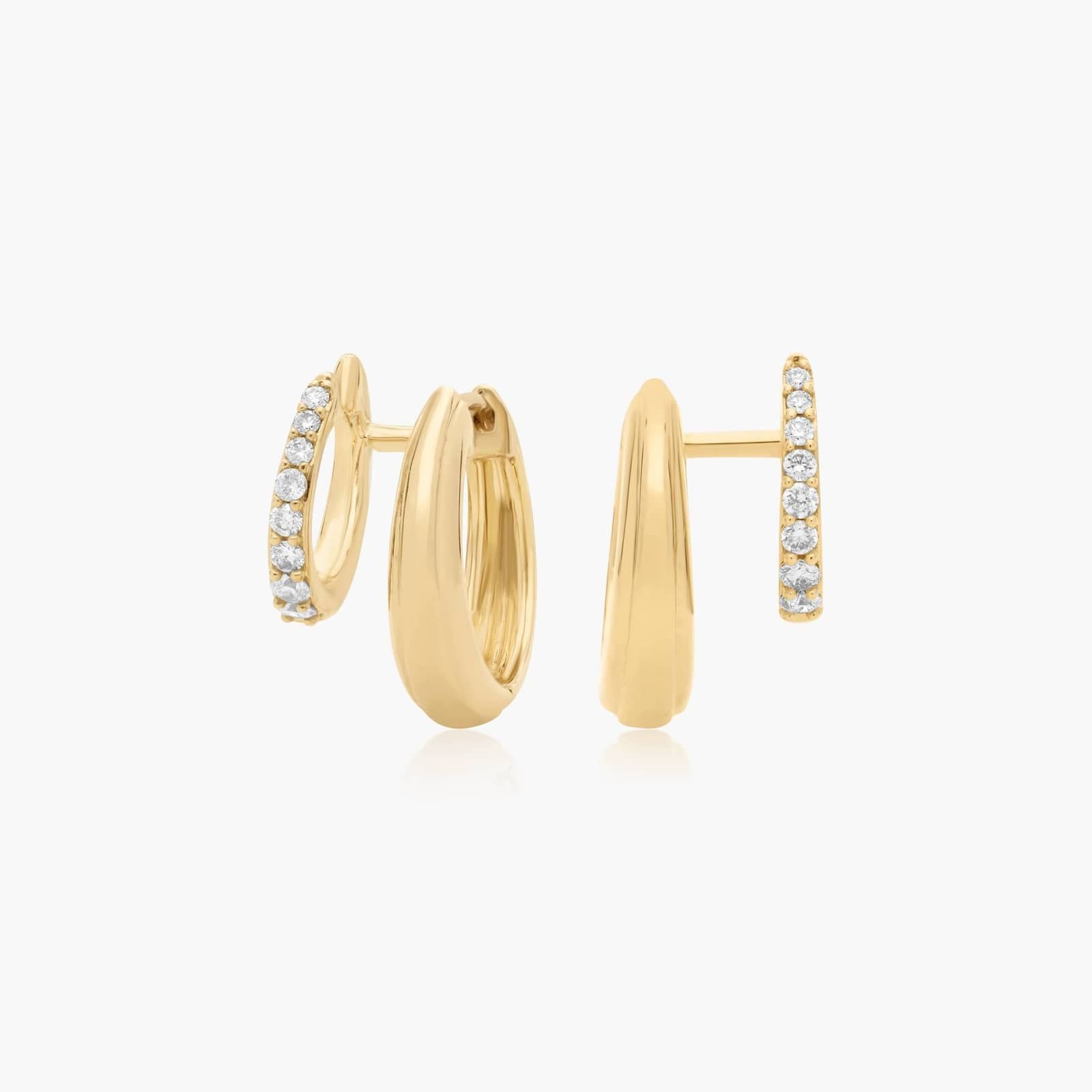 james allen, Double Row Climber Huggie Earrings With Lab-Grown Diamonds In 14K Yellow Gold