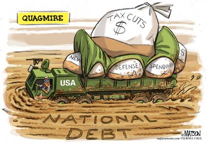 Political cartoon U.S. National debt tax cuts