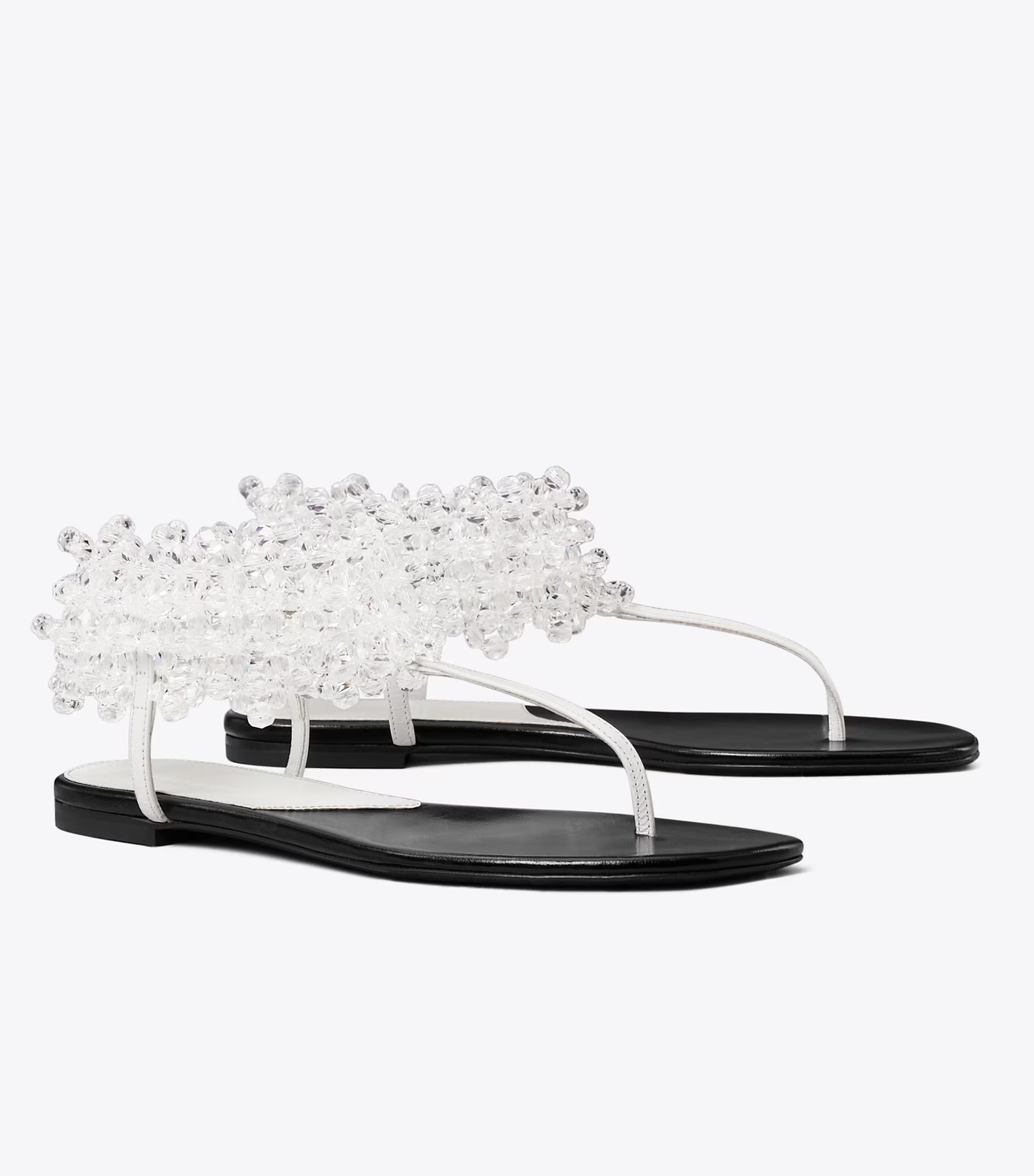 Beaded Flat Sandal in Green, Size 10.5