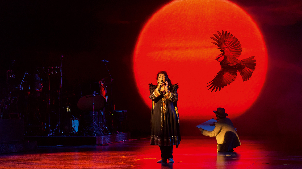 A press shot of Kate Bush live at Shepherd&#039;s Bush in 2014