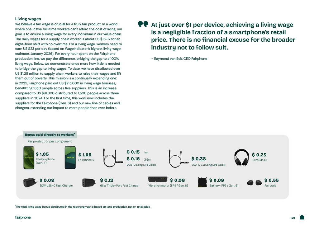 An excerpt from Fairphone's 2025 Impact Report