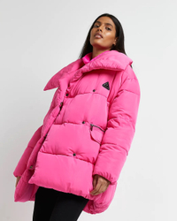 River Island, Pink Oversized Puffer Coat ($167, £90)