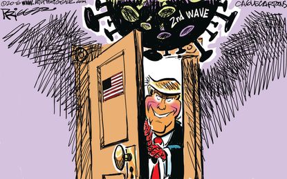 Political Cartoon U.S. Trump coronavirus second wave reopening