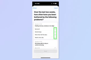 A screenshot showing how to use the iPhone Mental Health Questionnaire